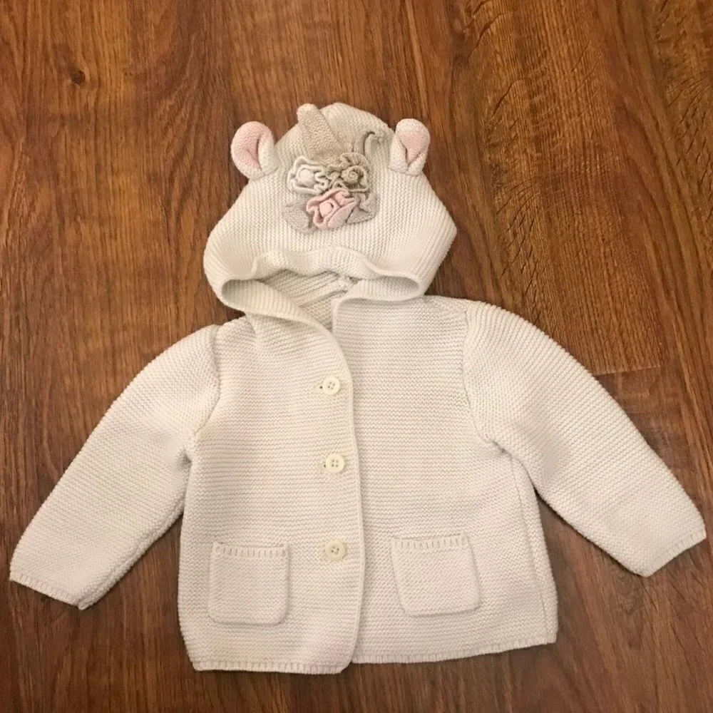 Baby Gap unicorn knit Sweater cardigan 6-12 mos